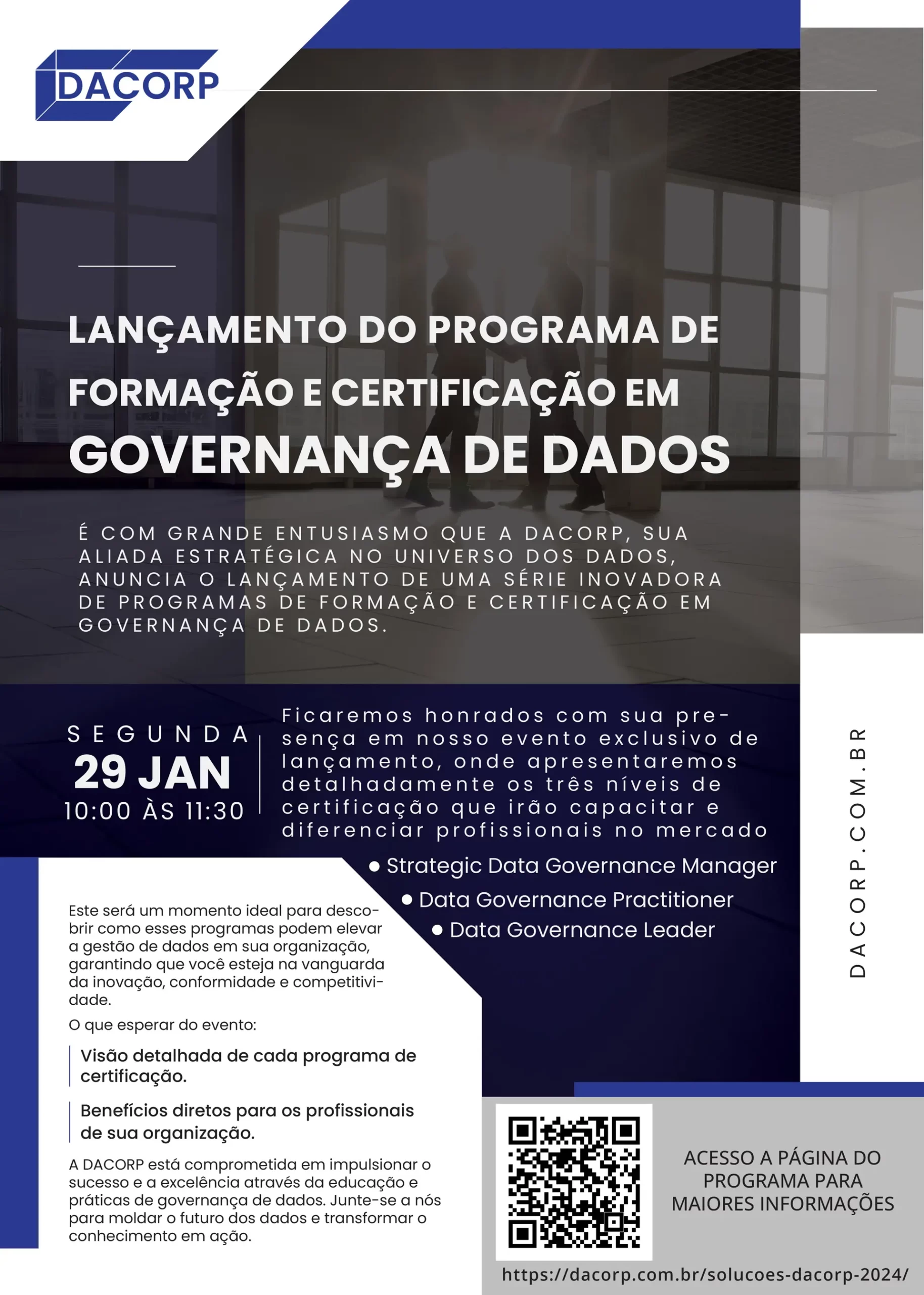 Lançamento do Programa de Formação e Certificação em Governança de Dados